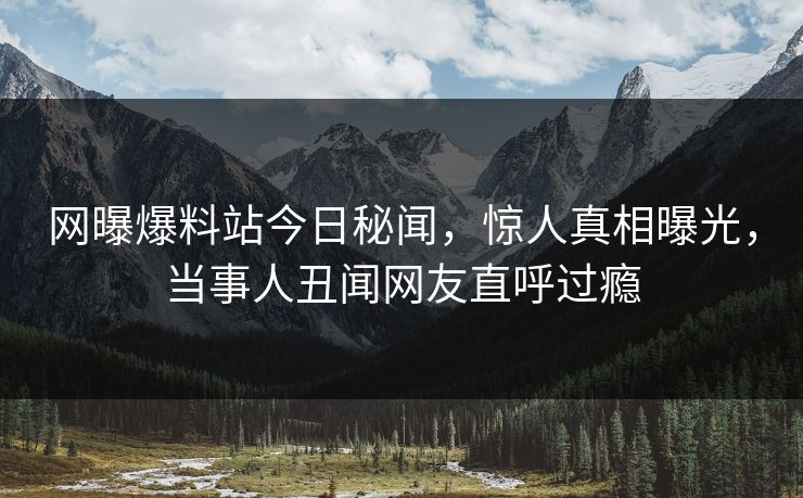 网曝爆料站今日秘闻，惊人真相曝光，当事人丑闻网友直呼过瘾