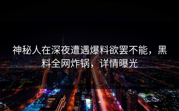 神秘人在深夜遭遇爆料欲罢不能，黑料全网炸锅，详情曝光  第1张