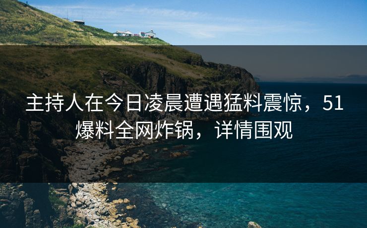 主持人在今日凌晨遭遇猛料震惊，51爆料全网炸锅，详情围观  第1张