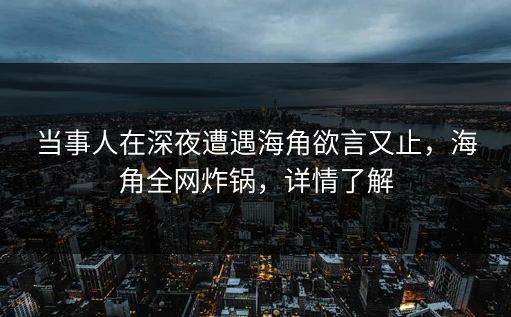 当事人在深夜遭遇海角欲言又止，海角全网炸锅，详情了解
