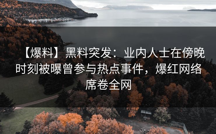【爆料】黑料突发：业内人士在傍晚时刻被曝曾参与热点事件，爆红网络席卷全网  第1张