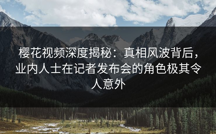 樱花视频深度揭秘：真相风波背后，业内人士在记者发布会的角色极其令人意外