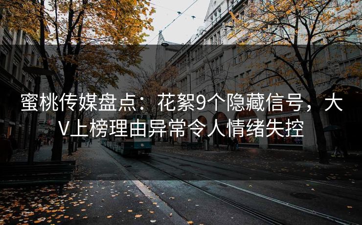 蜜桃传媒盘点：花絮9个隐藏信号，大V上榜理由异常令人情绪失控