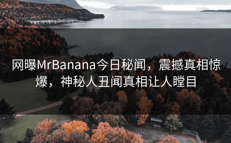 网曝MrBanana今日秘闻，震撼真相惊爆，神秘人丑闻真相让人瞠目
