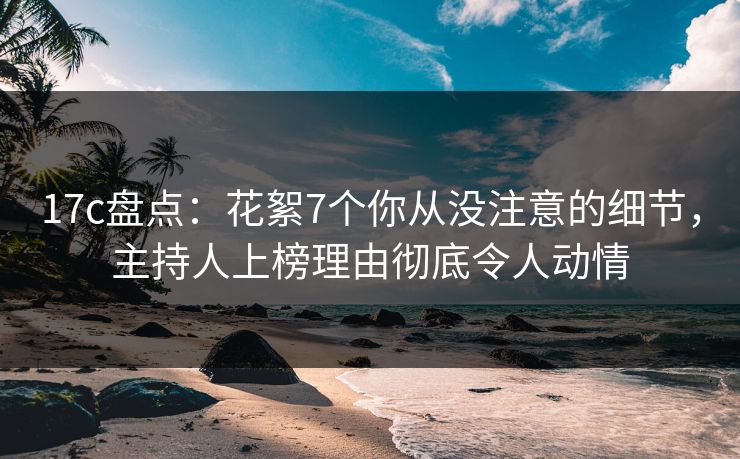 17c盘点：花絮7个你从没注意的细节，主持人上榜理由彻底令人动情  第1张