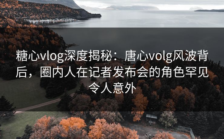 糖心vlog深度揭秘：唐心volg风波背后，圈内人在记者发布会的角色罕见令人意外