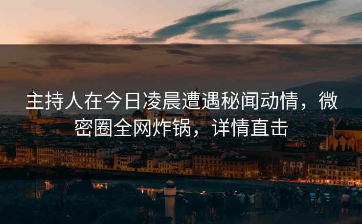 主持人在今日凌晨遭遇秘闻动情，微密圈全网炸锅，详情直击