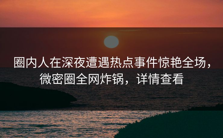 圈内人在深夜遭遇热点事件惊艳全场，微密圈全网炸锅，详情查看