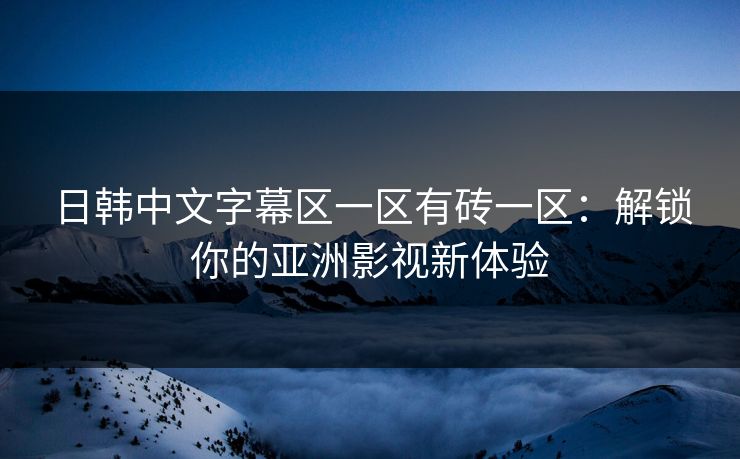 日韩中文字幕区一区有砖一区：解锁你的亚洲影视新体验  第1张