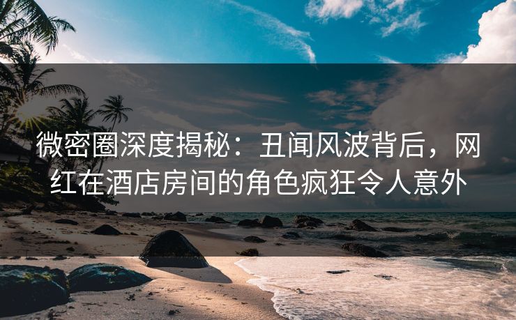 微密圈深度揭秘：丑闻风波背后，网红在酒店房间的角色疯狂令人意外